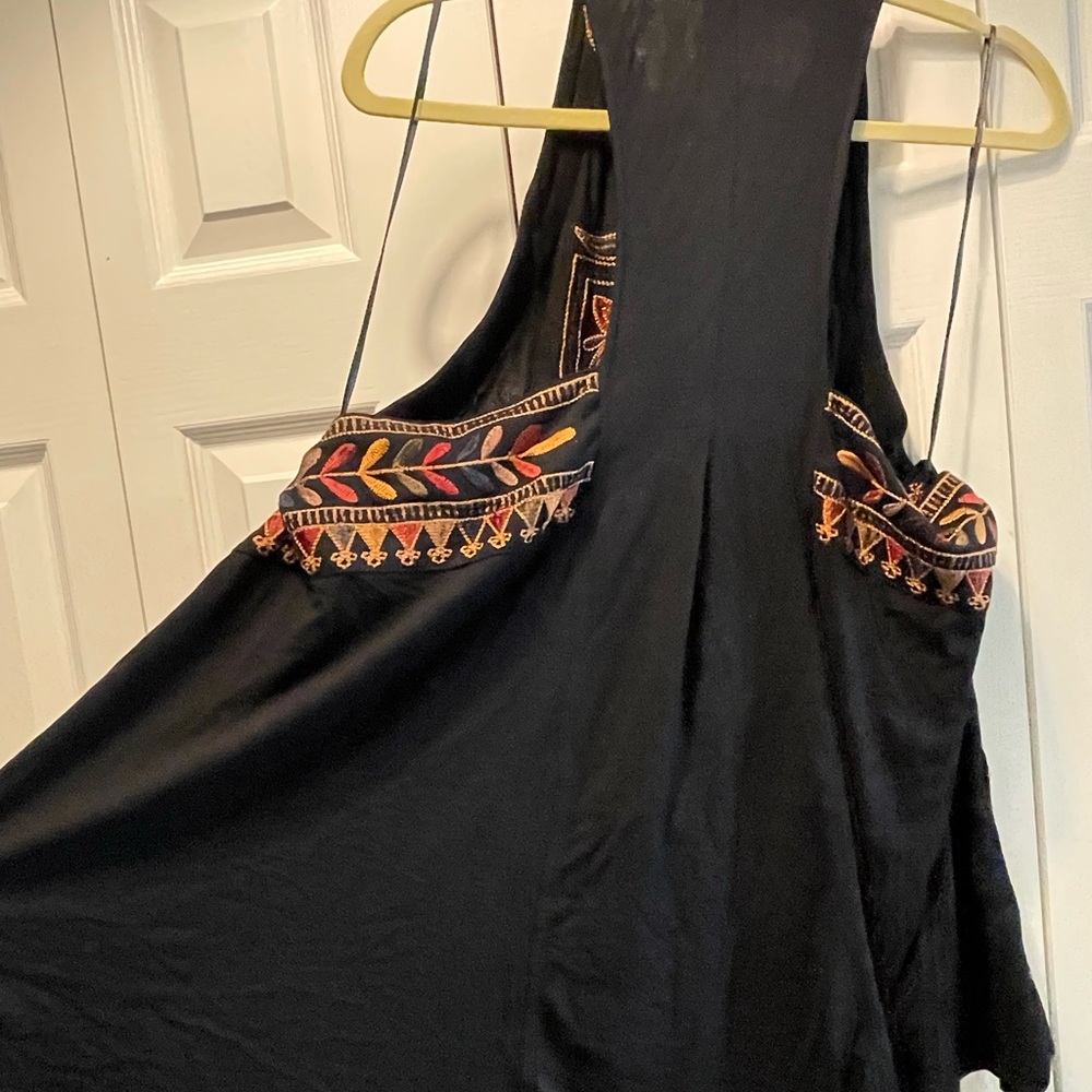 Free People Black and Gold Embroidered Tank Top - Picture 3 of 6